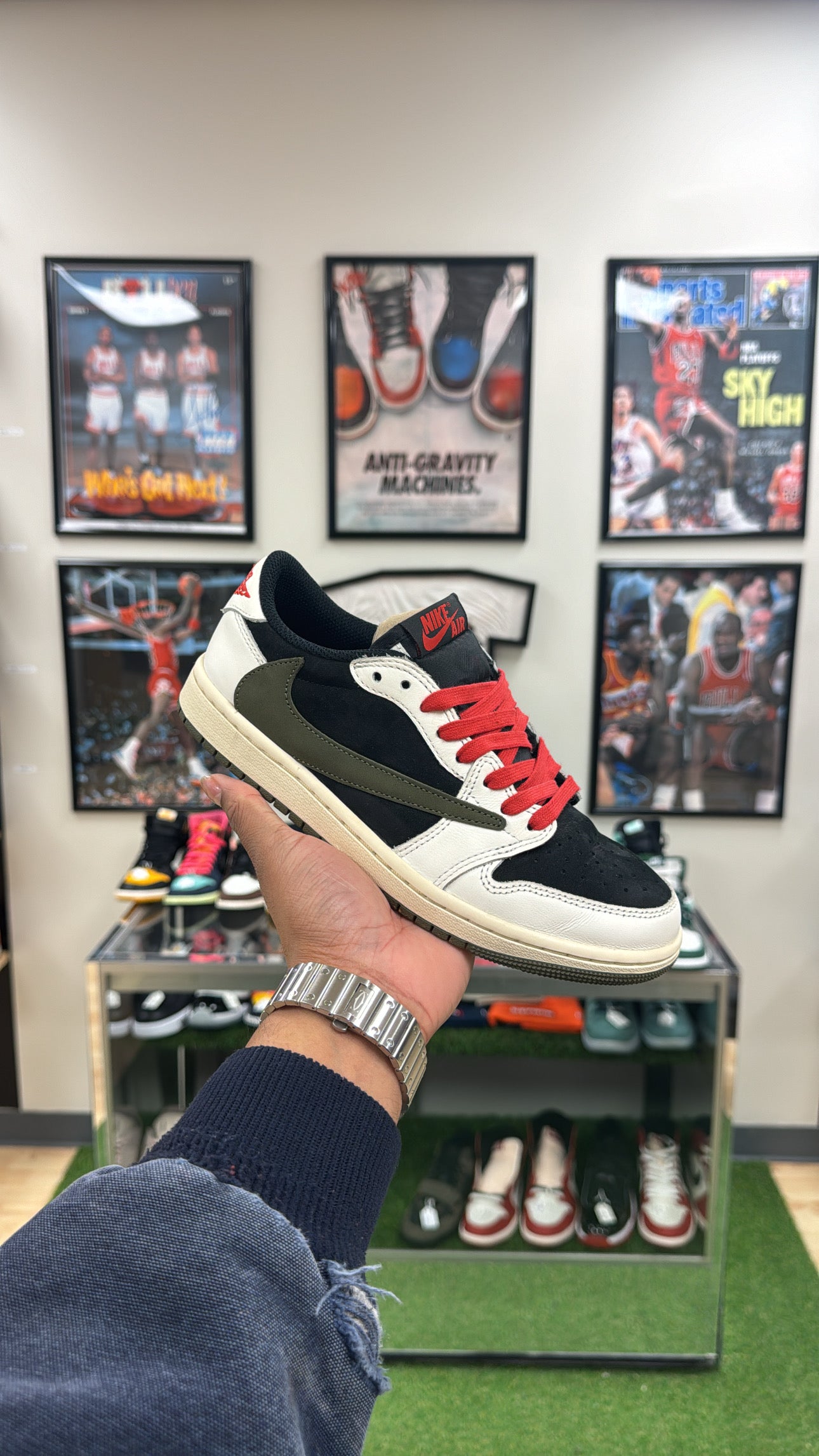 Jordan 1 Retro Low OG SP “Travis Scott Olive” (Sz 7W / 5.5Y)