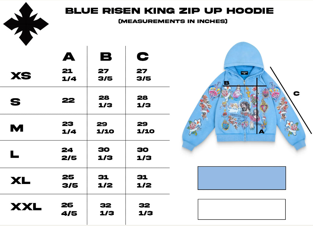 Risen King Cropped Zip Up Hoodie (Blue)