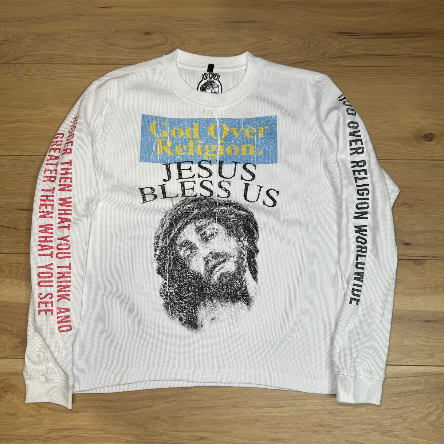 "GOD OVER RELIGION" - THERMAL WHITE