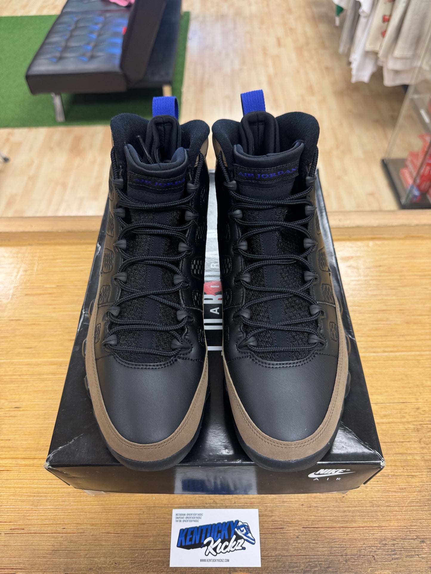 Jordan 9 Retro “Light Olive Concord” (Sz 12)