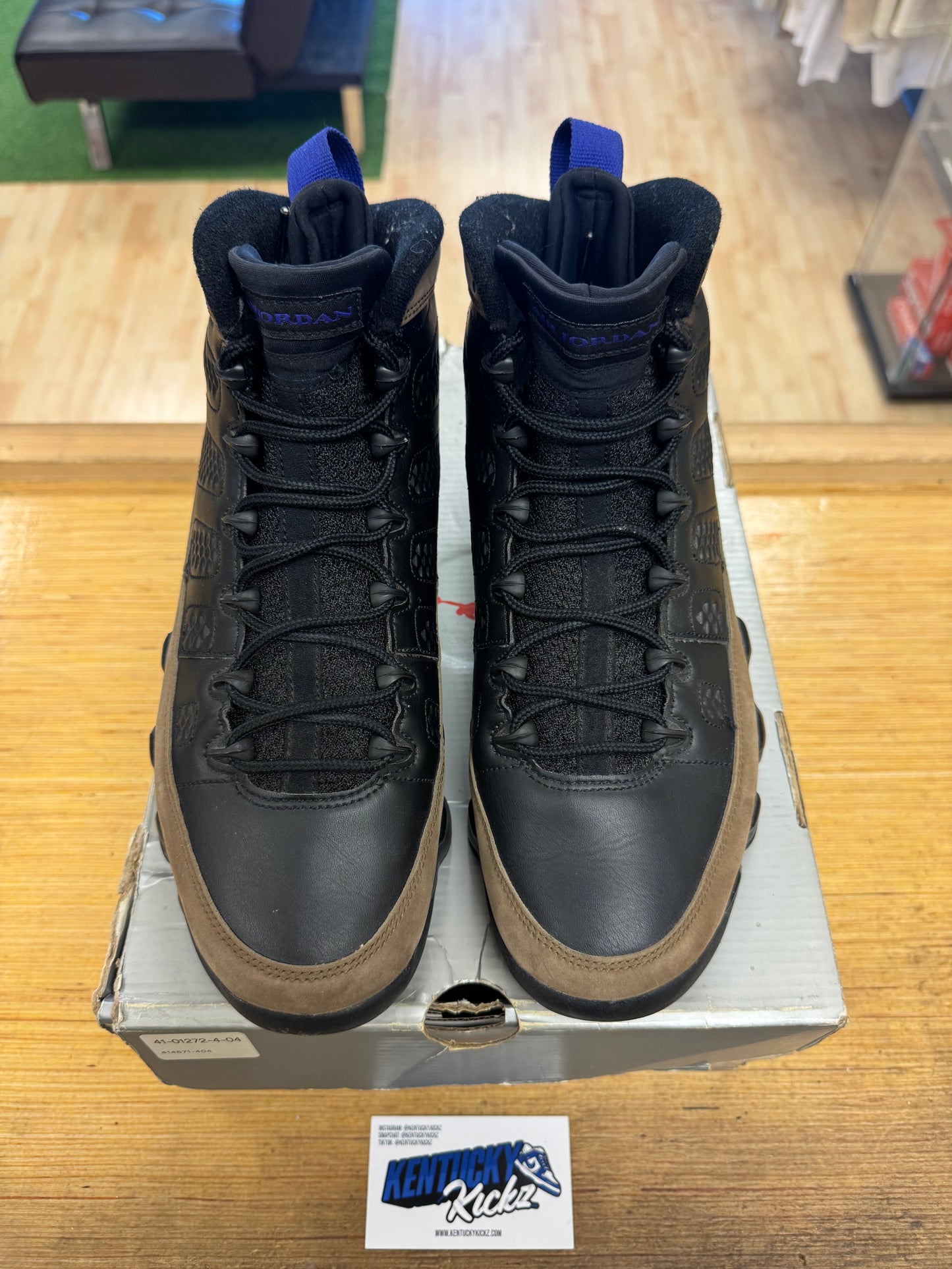 Jordan 9 Retro “Light Olive Concord” (Sz 11)