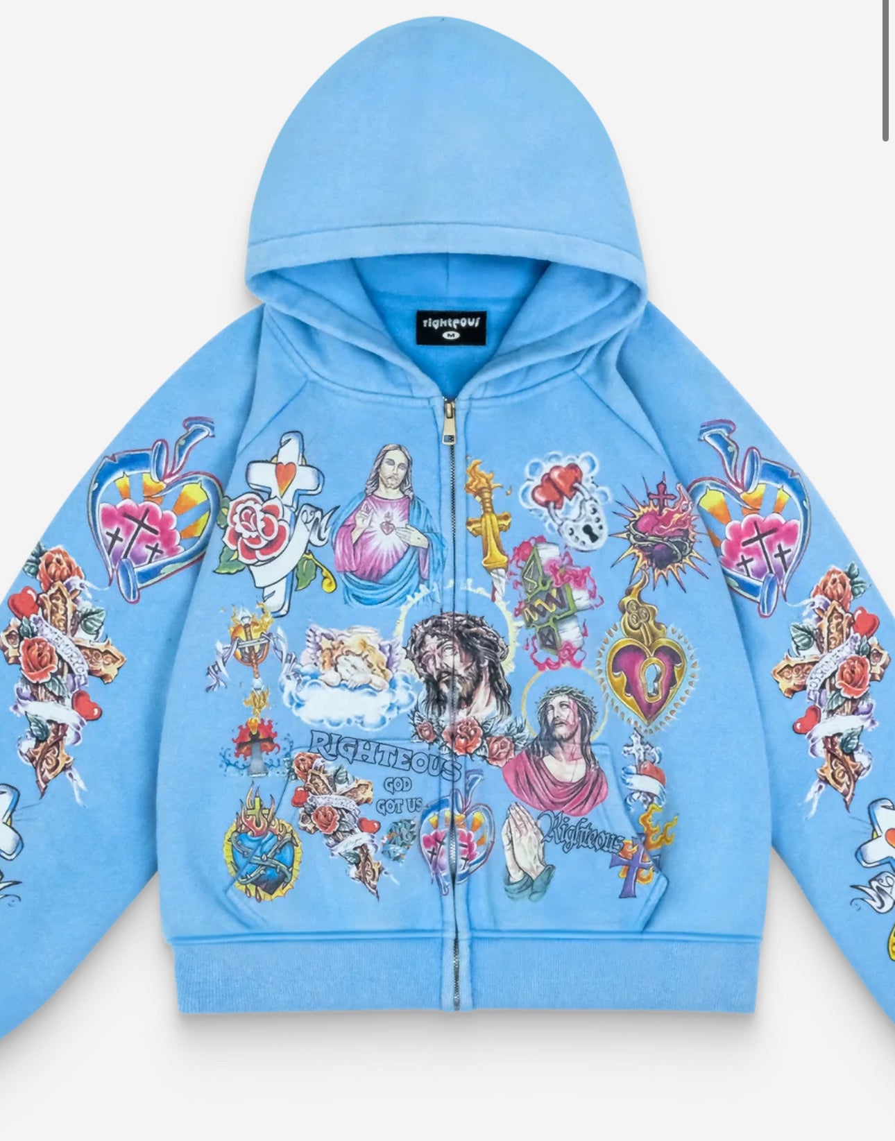 Risen King Cropped Zip Up (Blue)