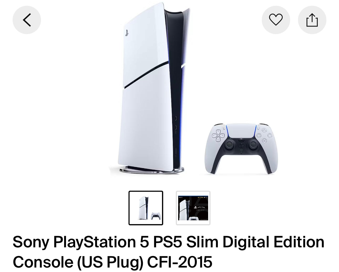 PlayStation 5 PS5 Slim Digital Edition Console (US PLUG) CFI-2015