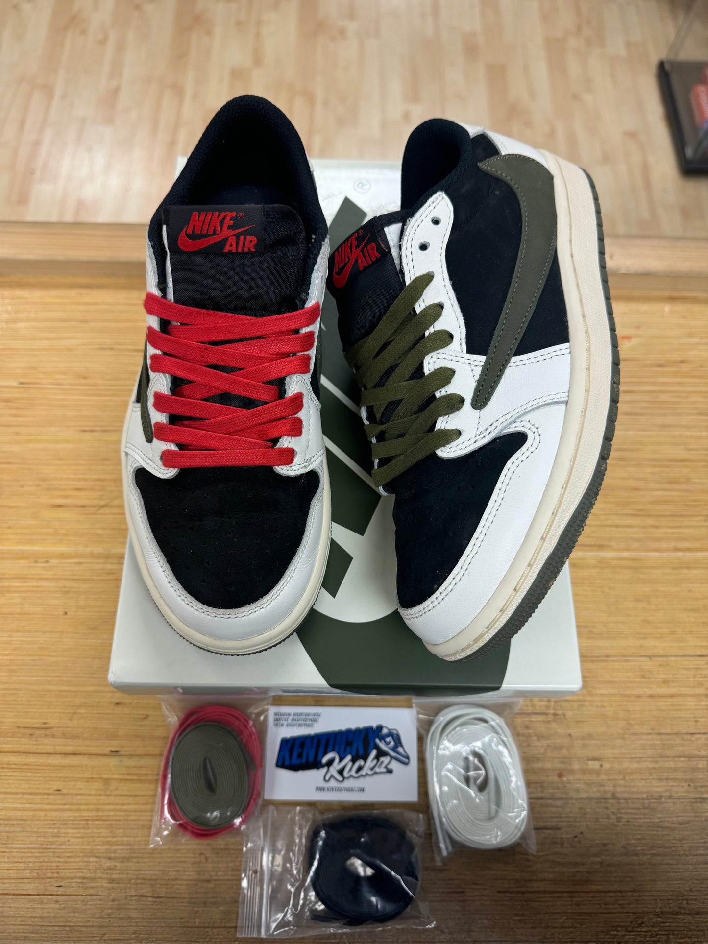 Jordan 1 Retro Low OG SP “Travis Scott Olive” (Sz 7W / 5.5Y)