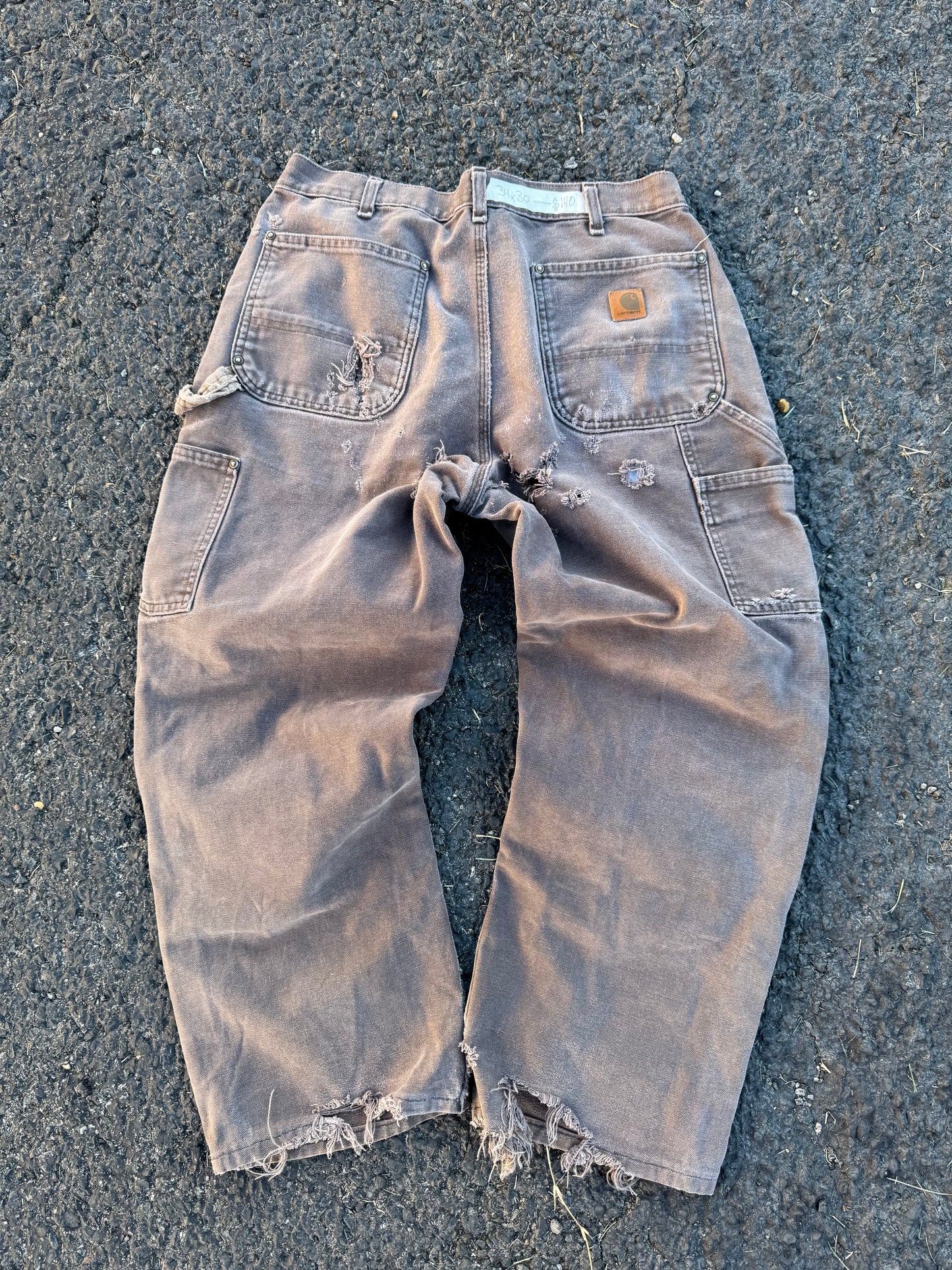 “VINTAGE” Faded Brown Carhartt Double knee Jeans - 34 x 30