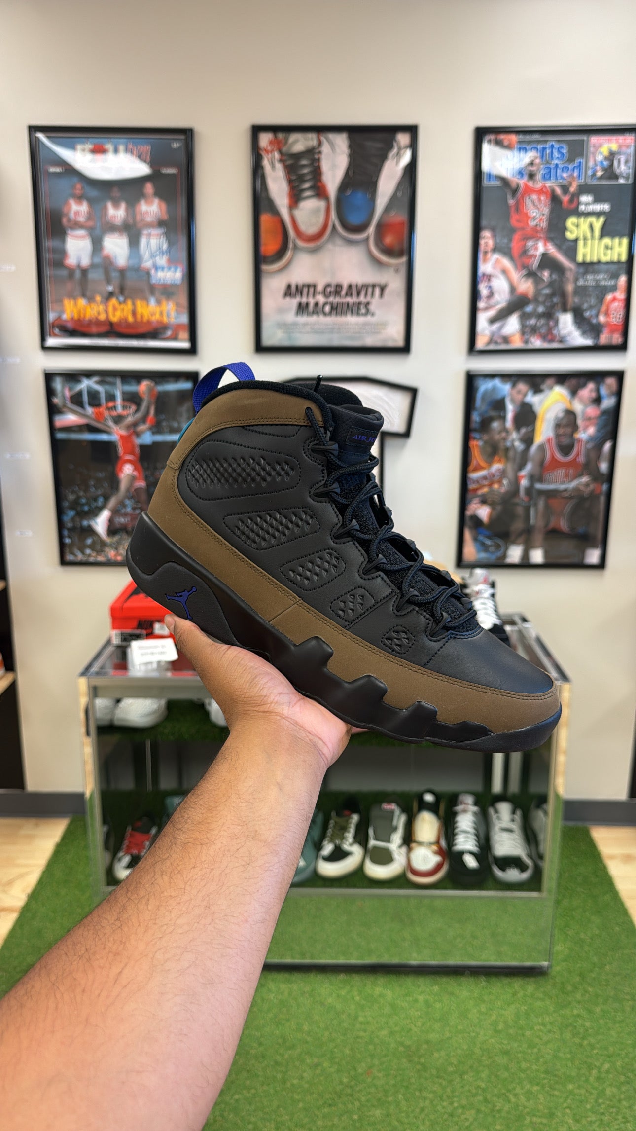 Jordan 9 Retro “Light Olive Concord” (Sz 12)