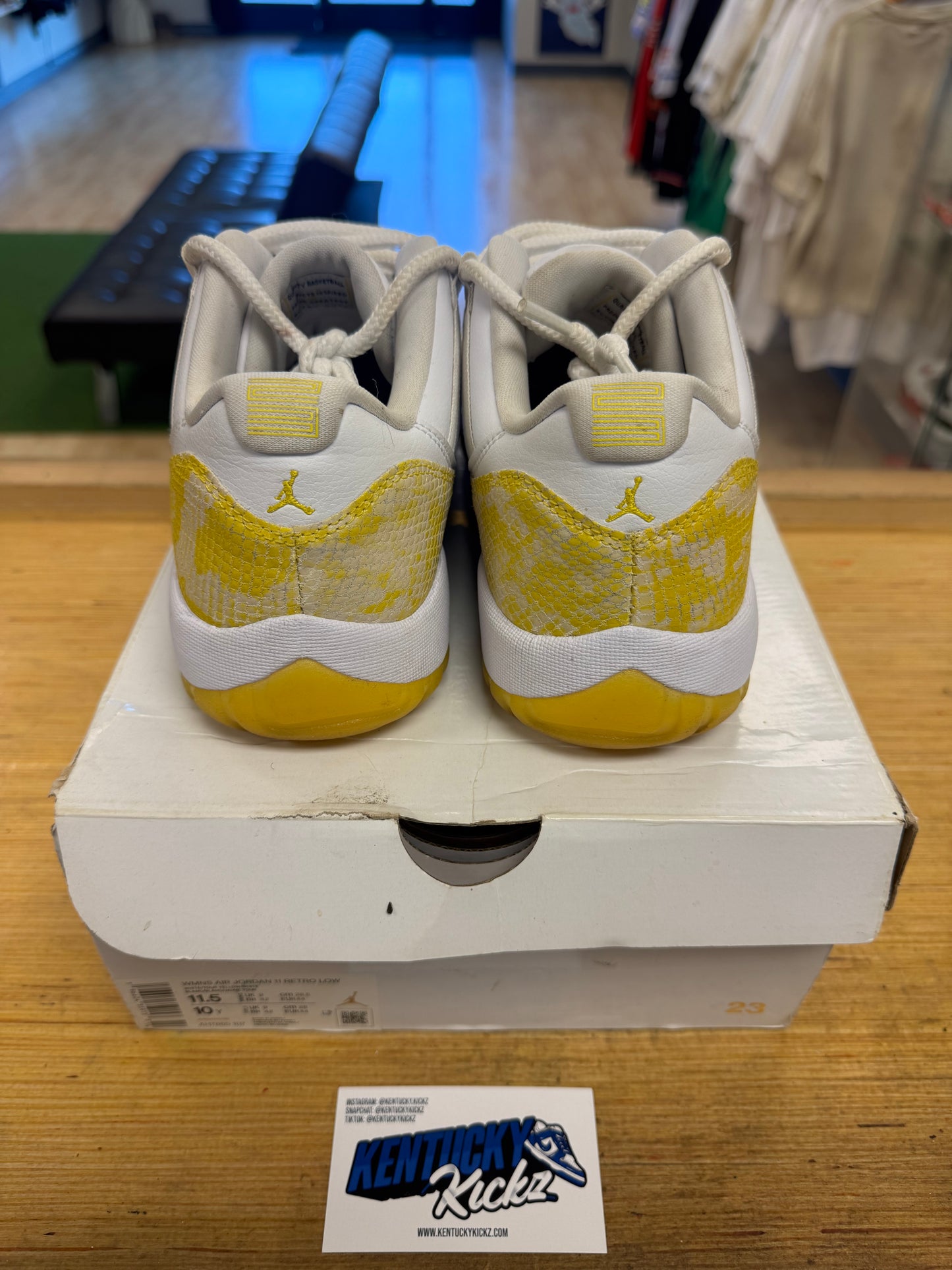 Jordan 11 Retro Low “Yellow Snakeskin” (Sz 11.5W / 10 Men)