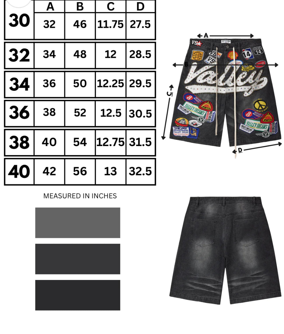 “VALE” BLACK 1980S JORTS