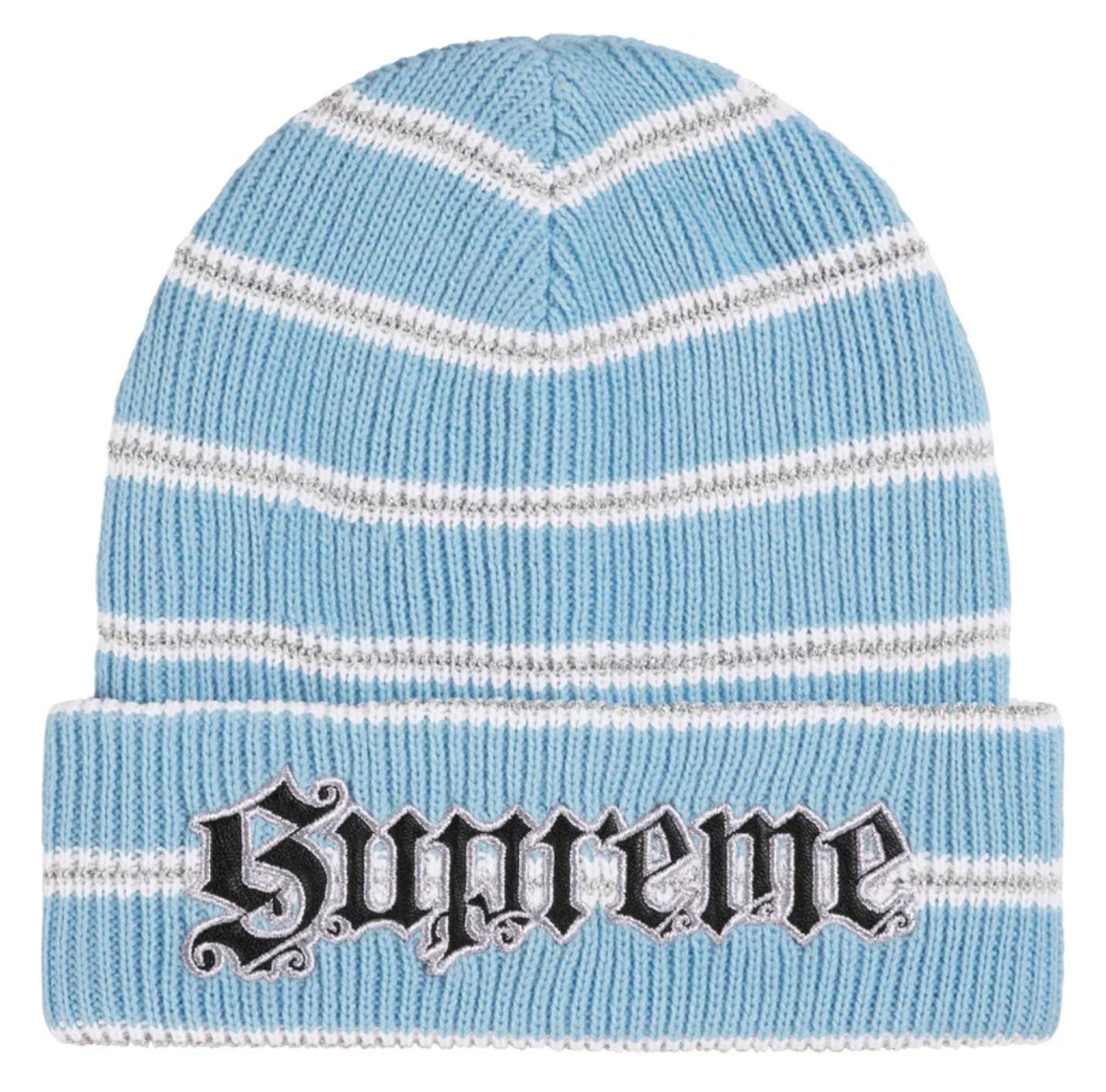 Supreme Metallic Stripe Beanie “Light Blue”