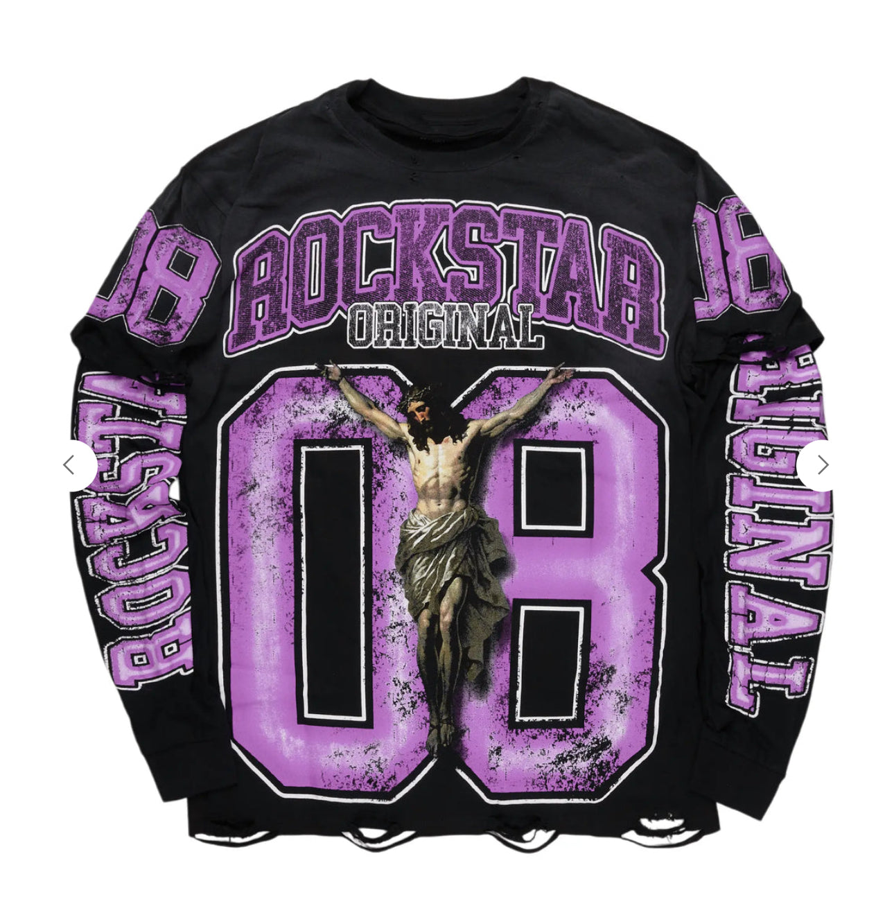 “ROCKSTAR ORIGINAL” Jesus Black/Purple Double Layer Long Sleeve