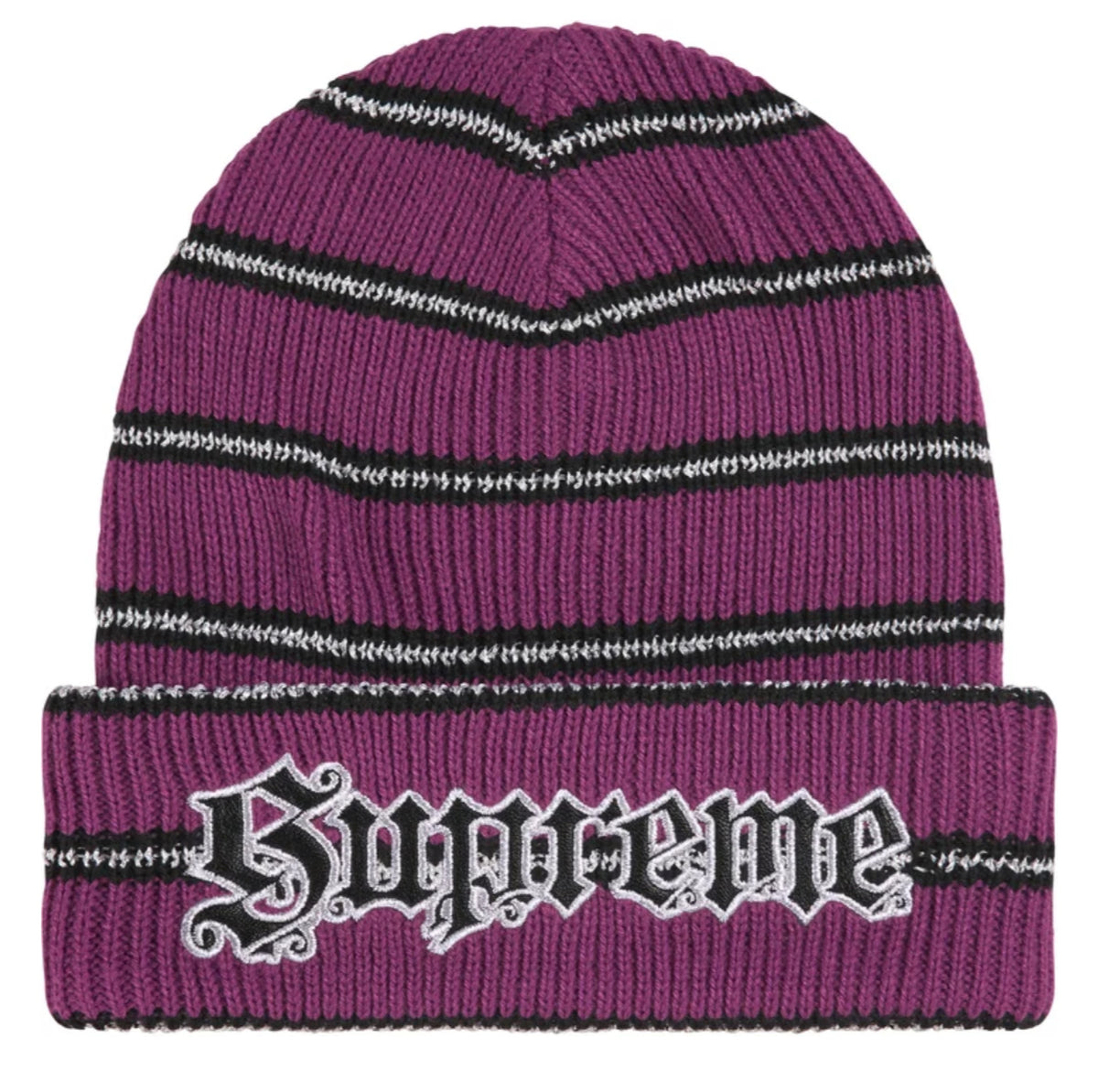 Supreme Metallic Stripe Beanie “Purple”
