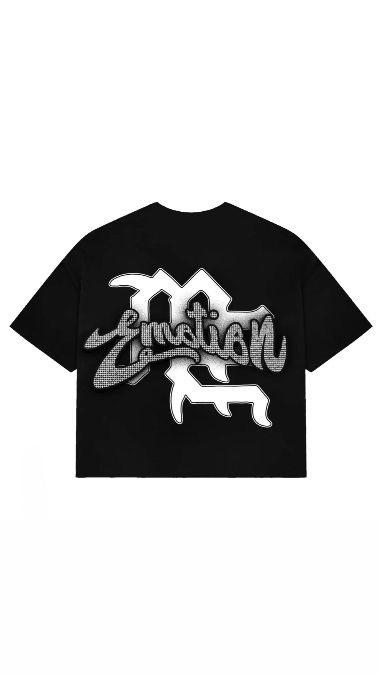 “Mixed Emotions” Black Rhinestone Cropped Tee