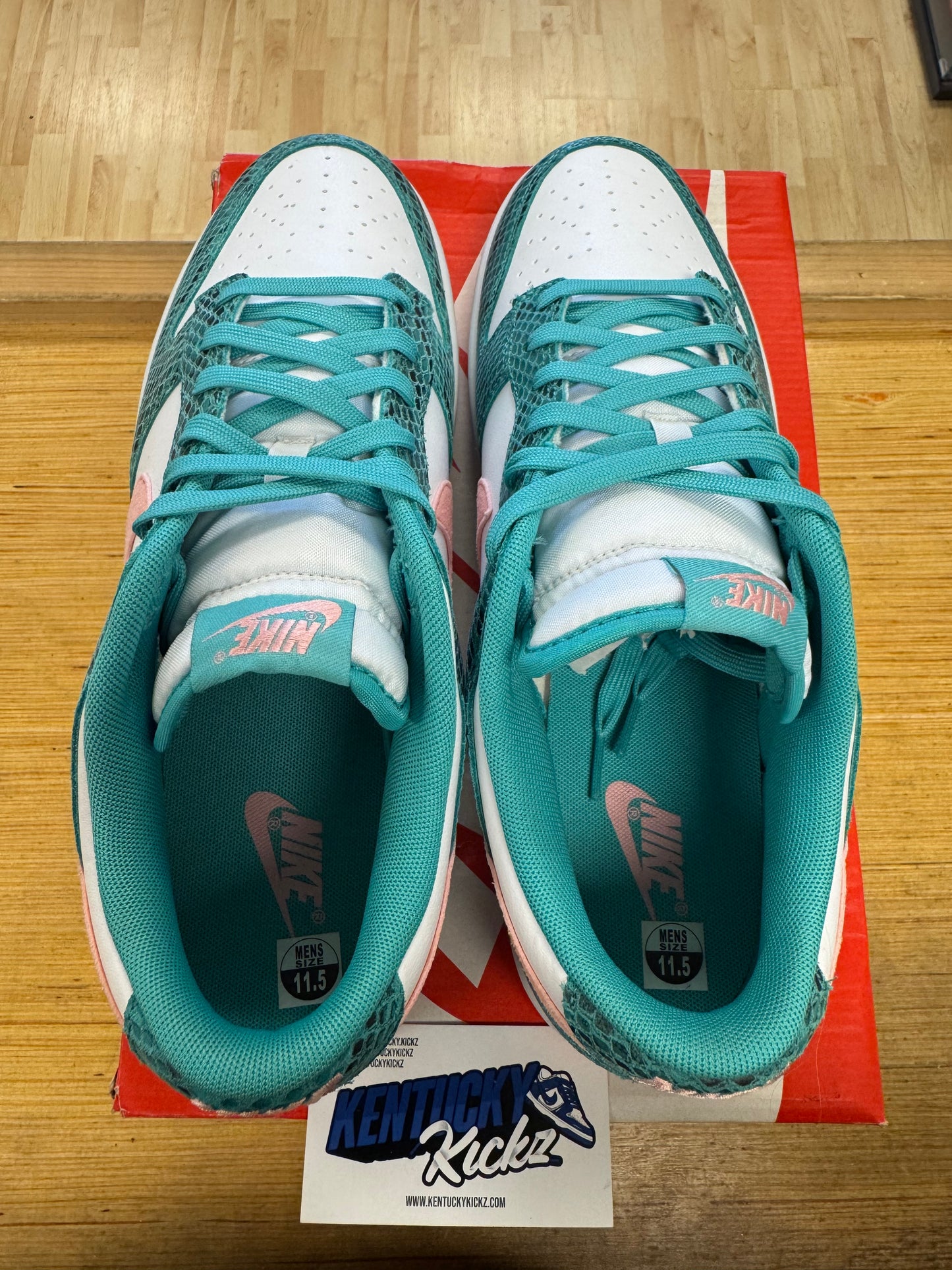 Dunk Low “Snakeskin Washed Teal Bleached Coral” (Sz 11.5)
