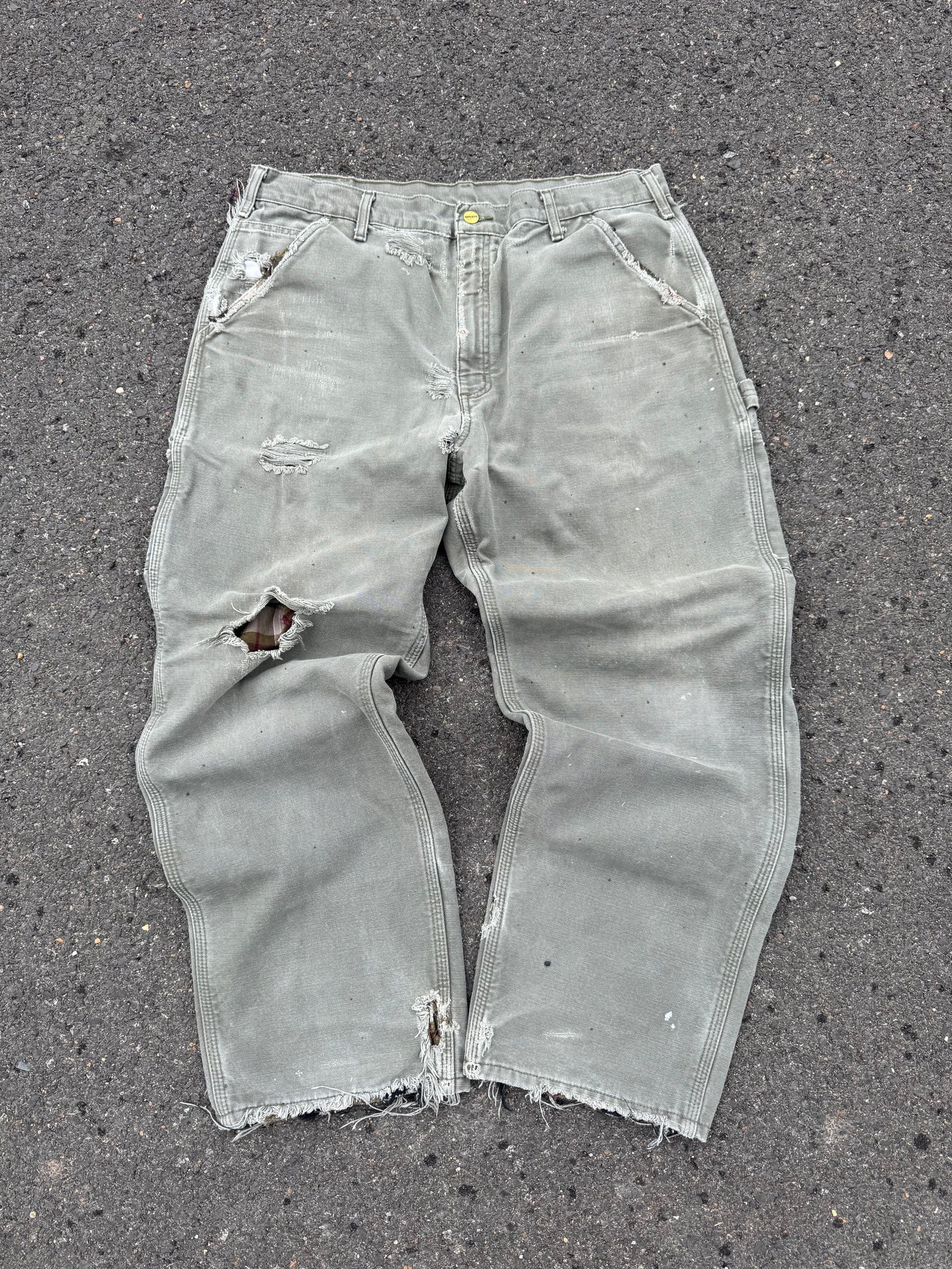 “VINTAGE” Faded Olive Carhartt Jeans - 38 x 30