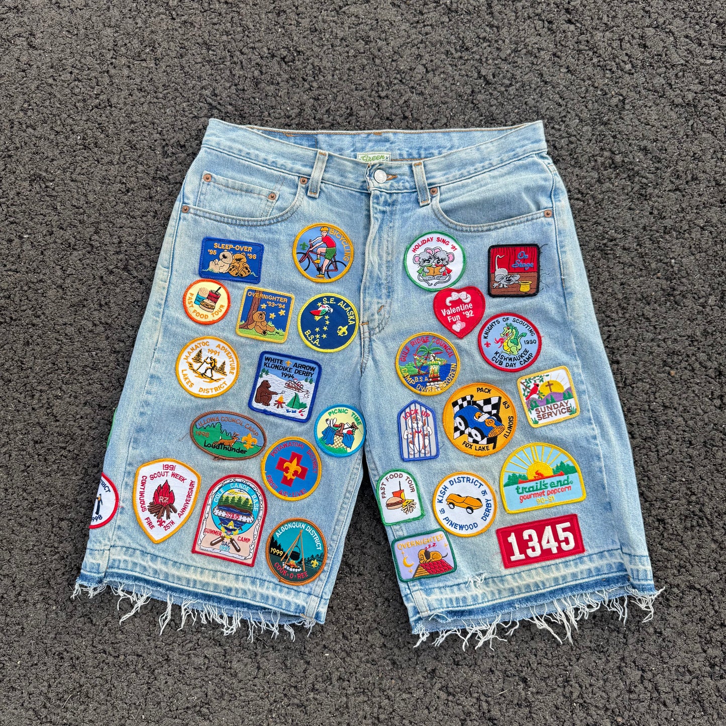 “Green Acre” Levi Patched Denim Shorts (1of1)