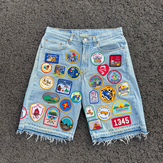 “Green Acre” Levi Patched Denim Shorts (1of1)