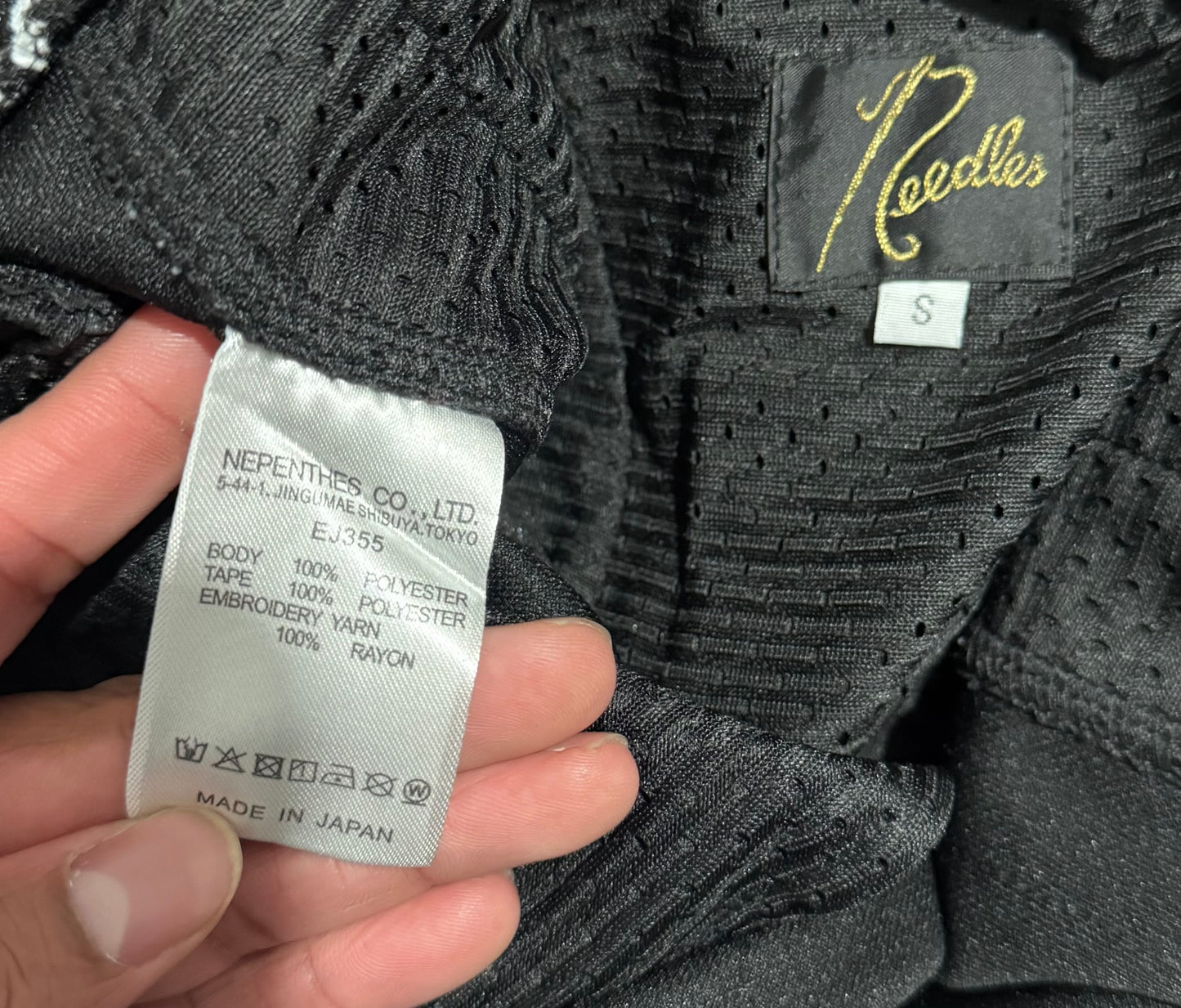 NEEDLES POLY SMOOTH TRACK PANTS (Black/White)