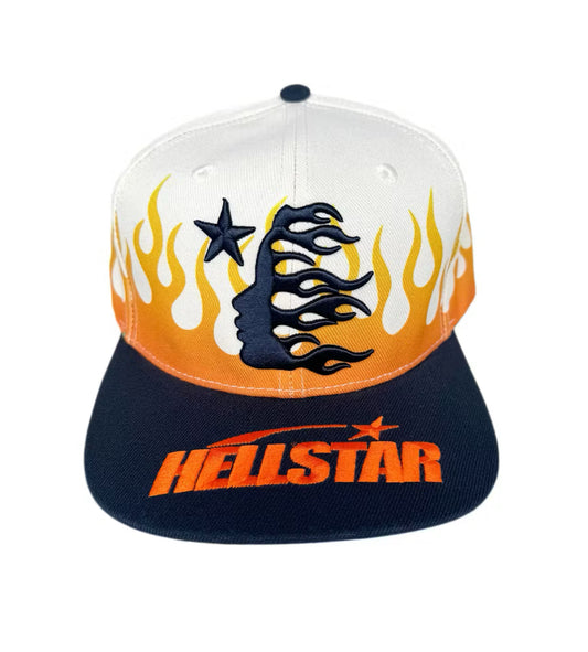 HELLSTAR Flame Vintage Snapback Hat “Cream/Navy”