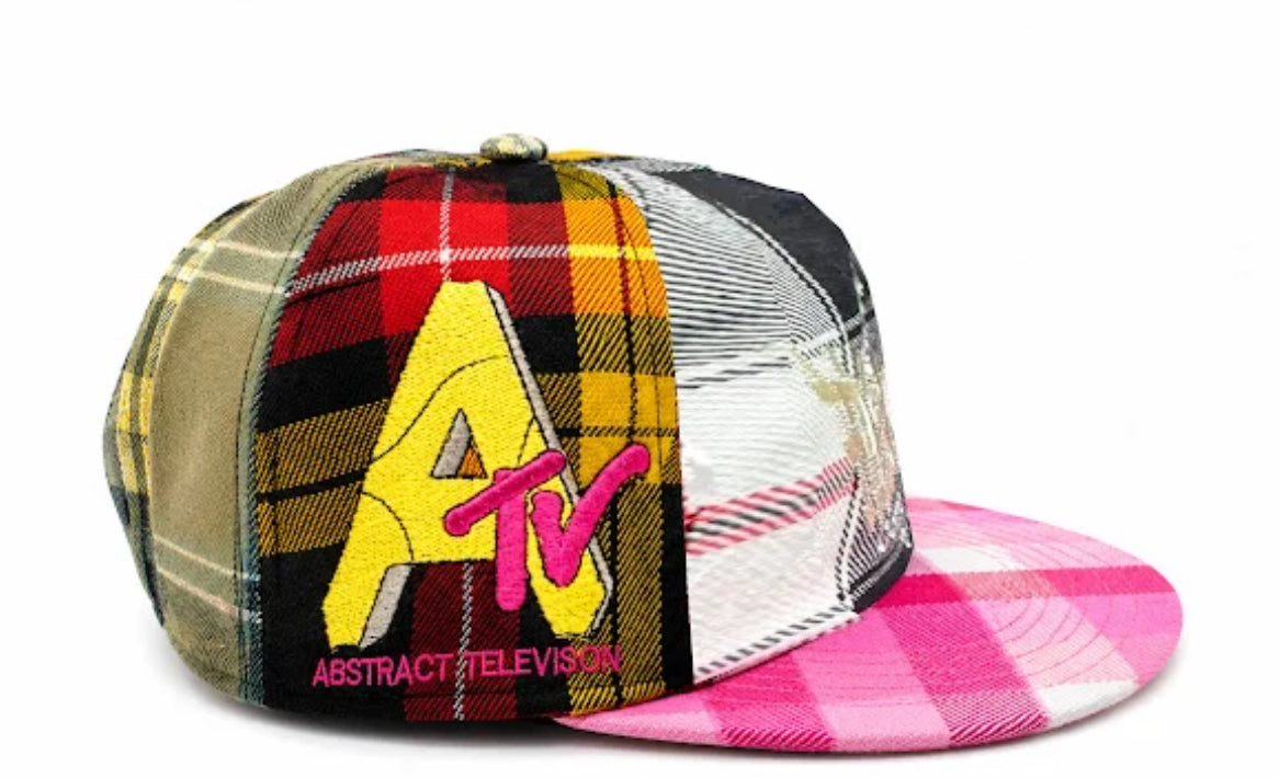 Abstract Repair Plaid SnapBack (Pink)