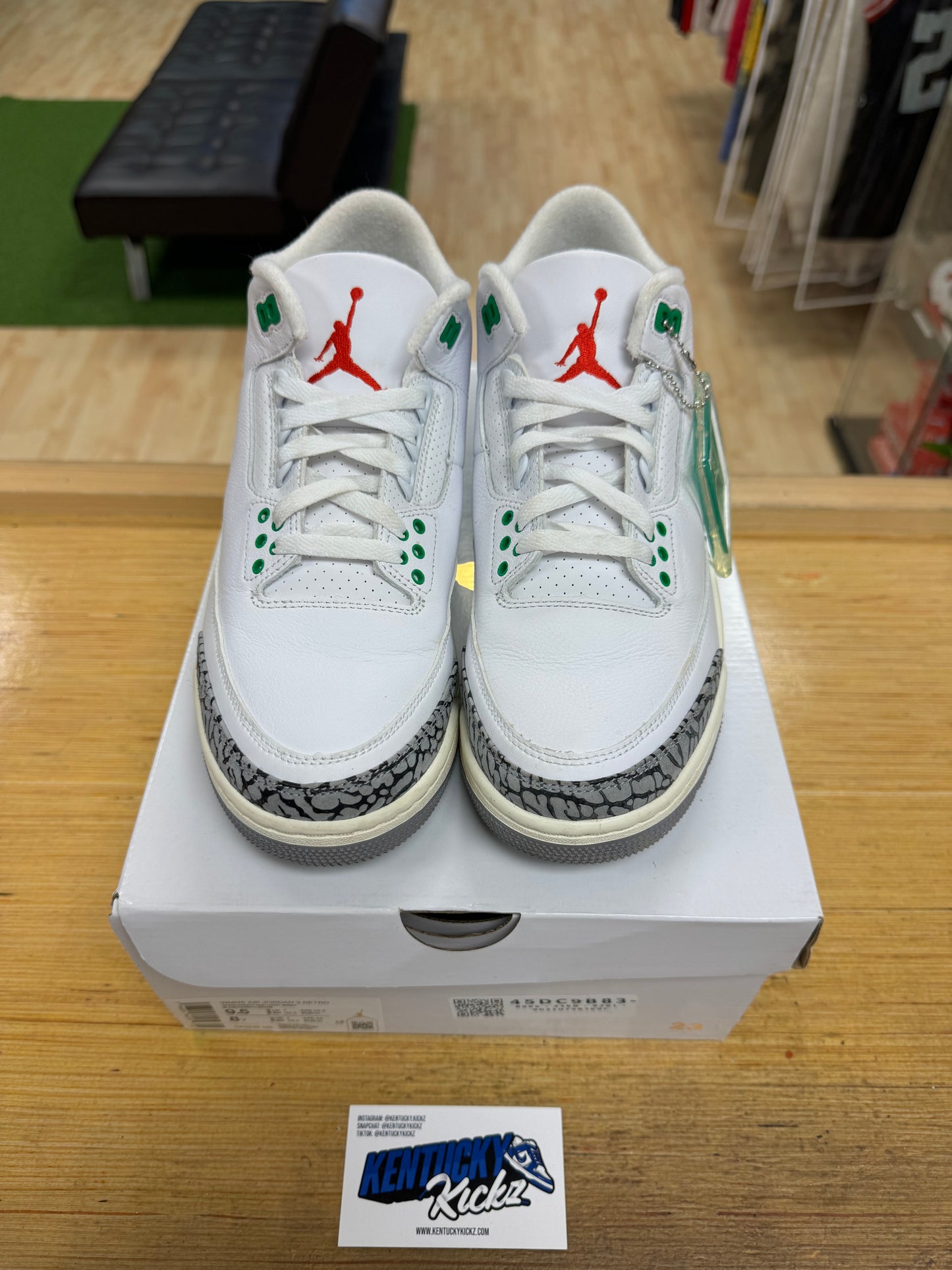 Jordan 3 Retro “Lucky Green” (Sz 9.5W / 8 Men)