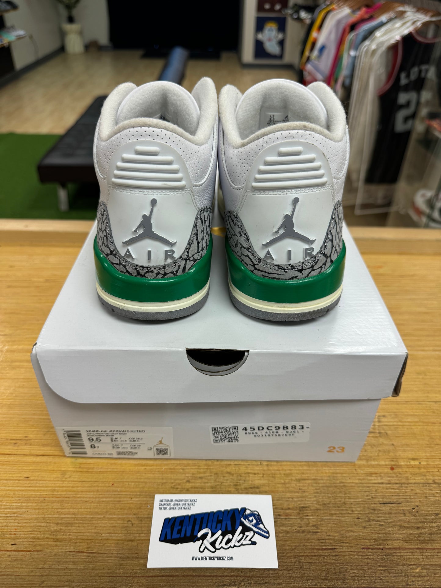 Jordan 3 Retro “Lucky Green” (Sz 9.5W / 8 Men)