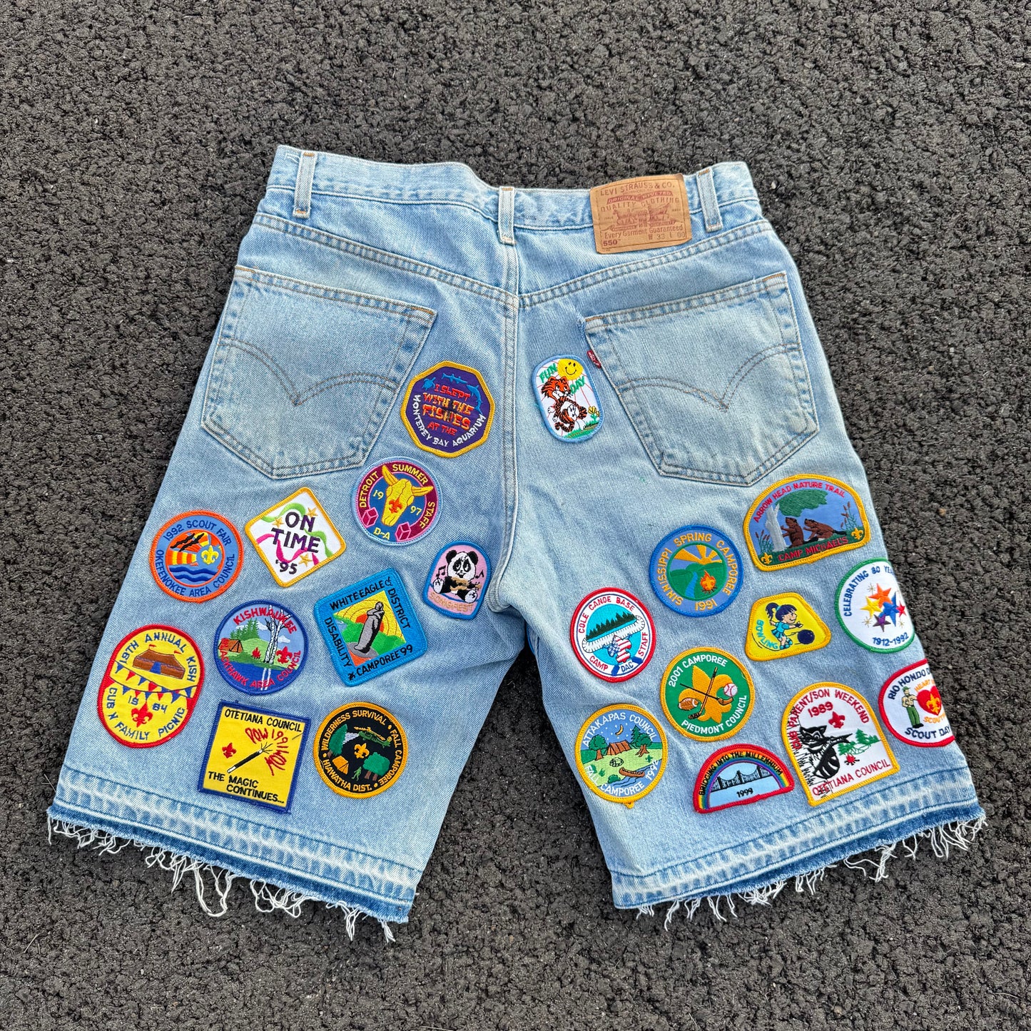 “Green Acre” Levi Patched Denim Shorts (1of1)