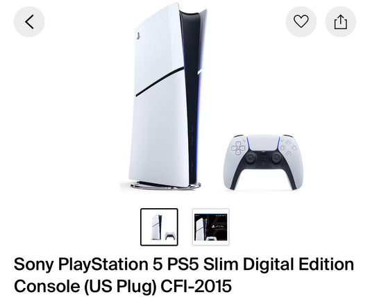 PlayStation 5 PS5 Slim Digital Edition Console (US PLUG) CFI-2015