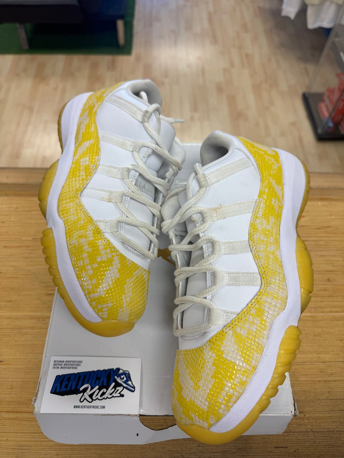 Jordan 11 Retro Low “Yellow Snakeskin” (Sz 11.5W / 10 Men)