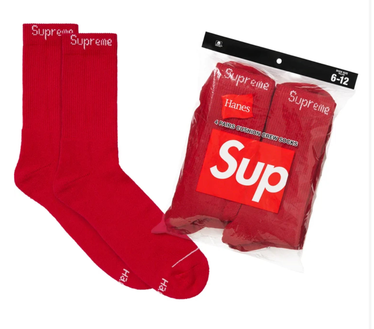 Supreme®/Hanes® Crew Socks (Pair / 2 socks)