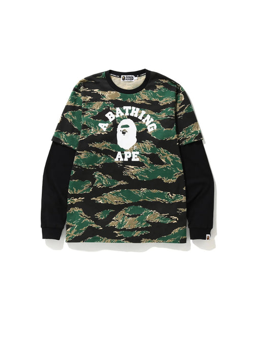 BAPE Tiger Camo College Layered L/S Tee “Green”