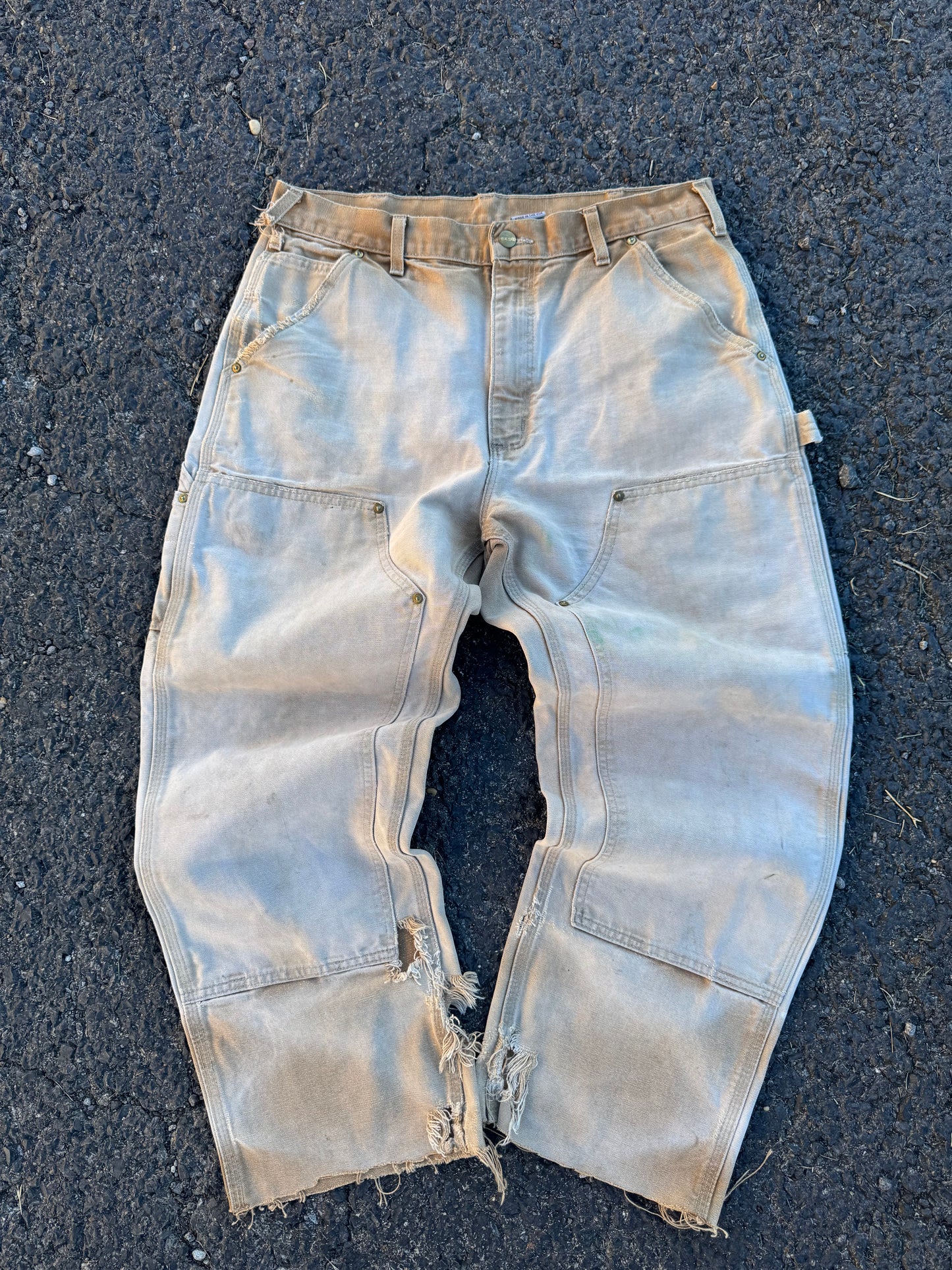 “VINTAGE” Faded Tan Carhartt Double knee Jeans - 34 x 30
