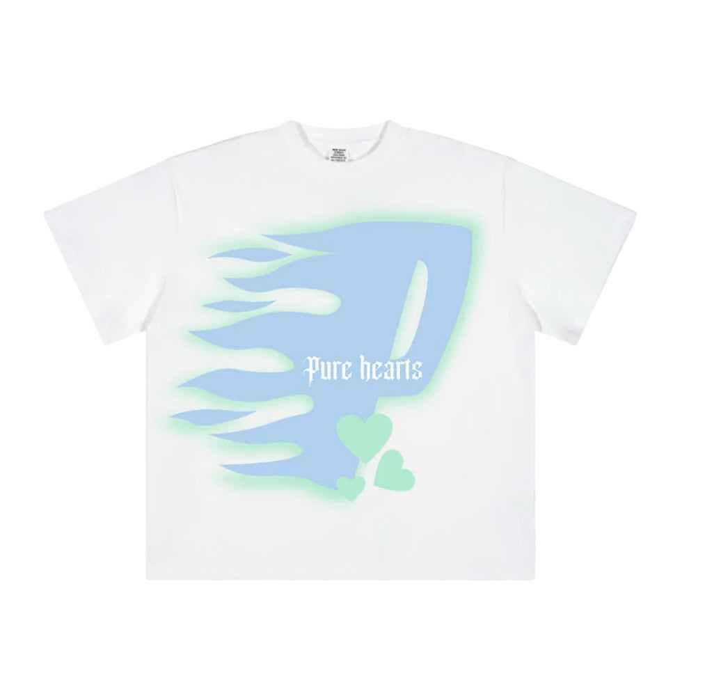 PURE HEARTS OVER HATE GRAPHIC T-SHIRT (BLUE & GREEN)