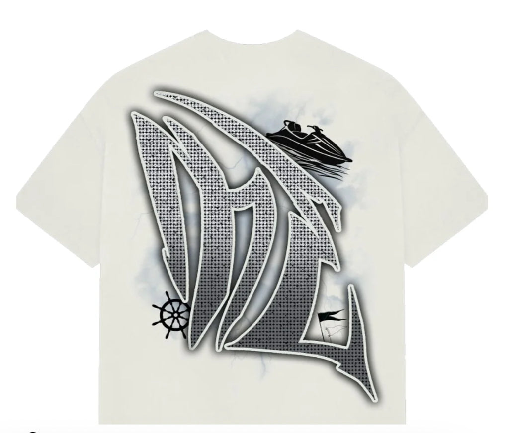 “Mixed Emotions” Cream ‘Jetski’ Rhinestone Tee
