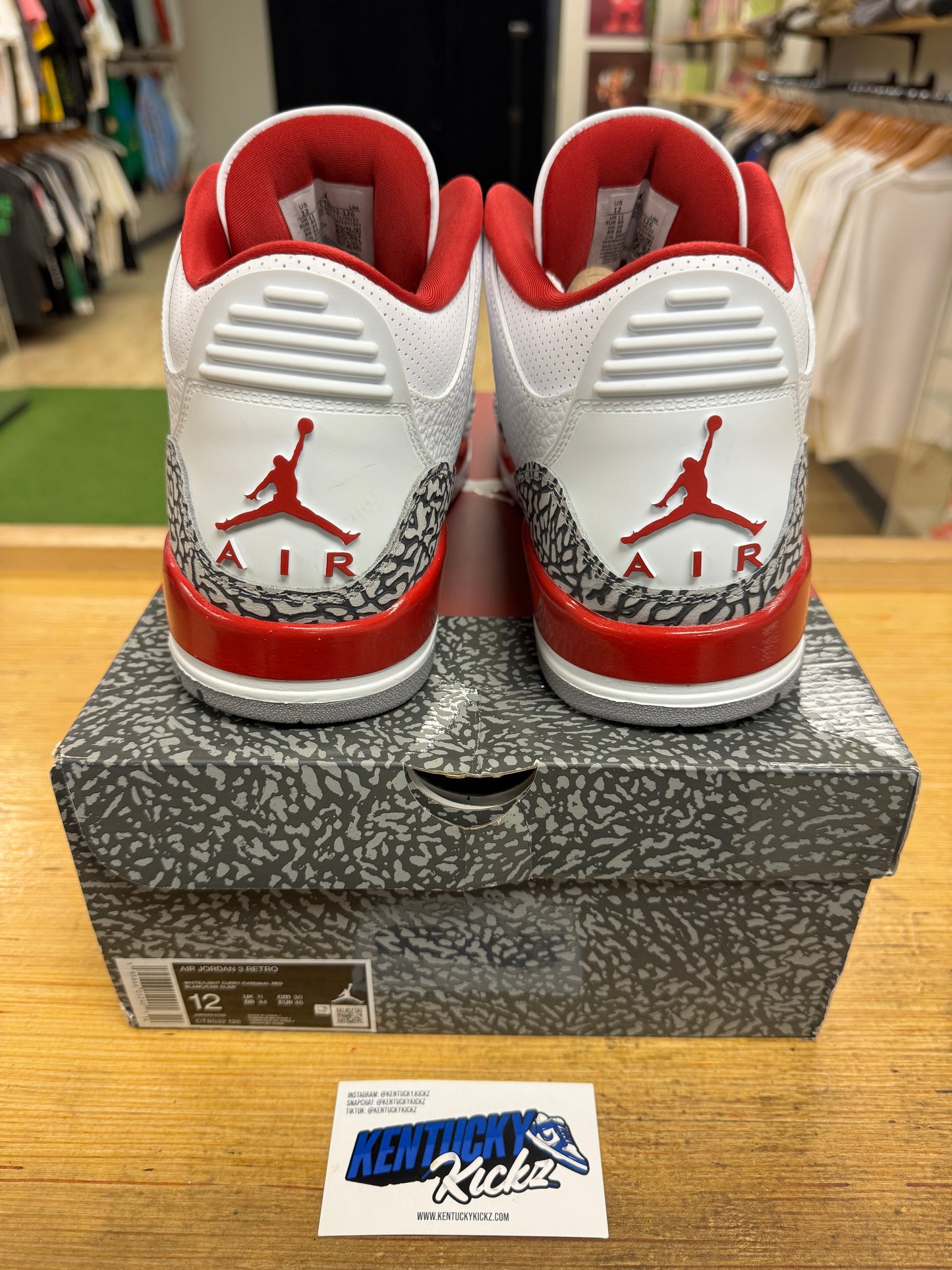 Jordan 3 Retro “Cardinal Red” (Sz 12)