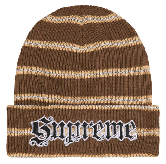 Supreme Metallic Stripe Beanie “Brown”