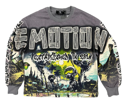 “Mixed Emotions” Grey UFO Long Sleeve