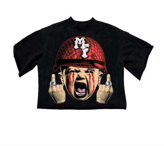 Baby Red “MF” Crop Black/Red