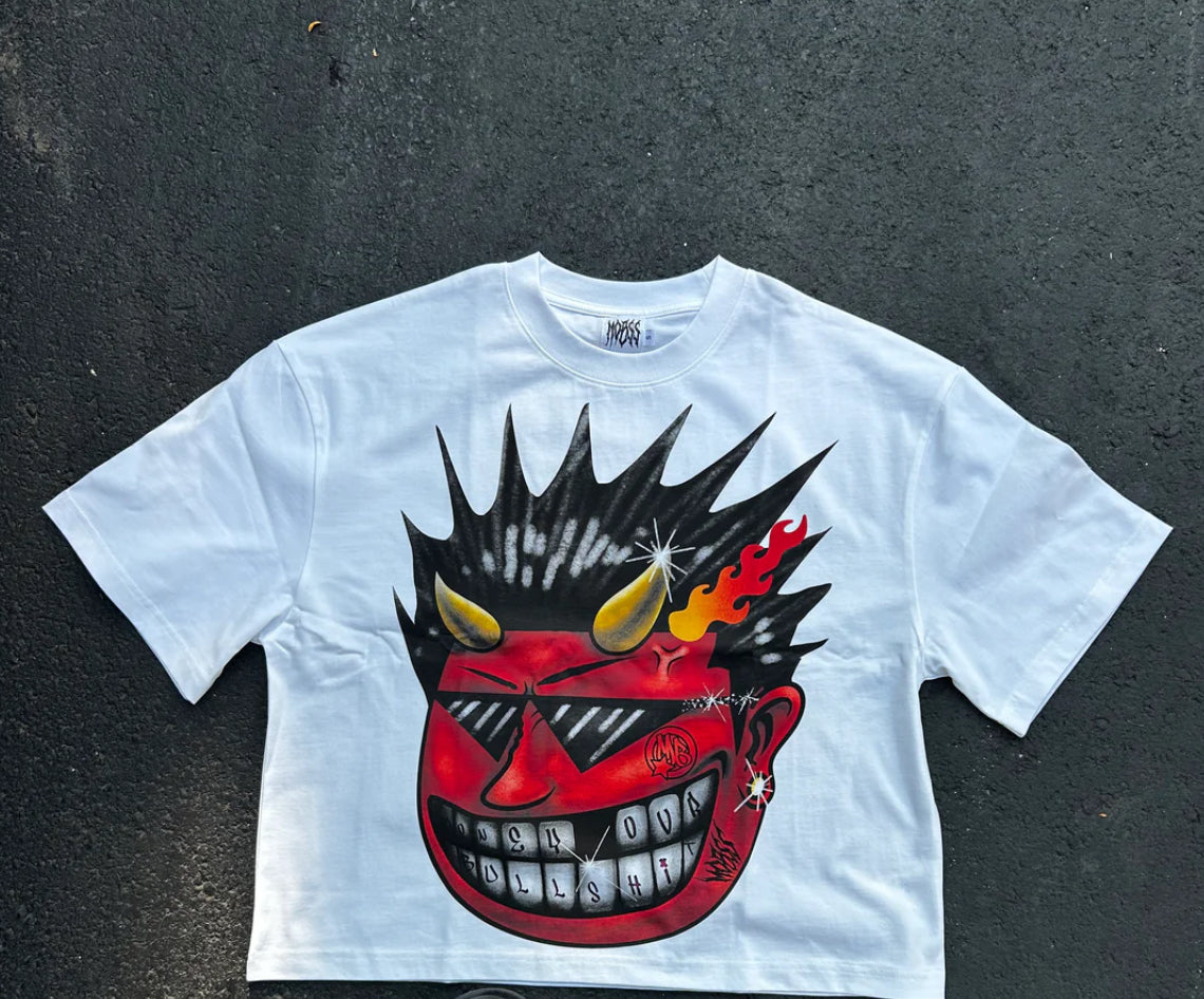 ' MADNESS ' OVERSIZED CROPPED T SHIRT RED