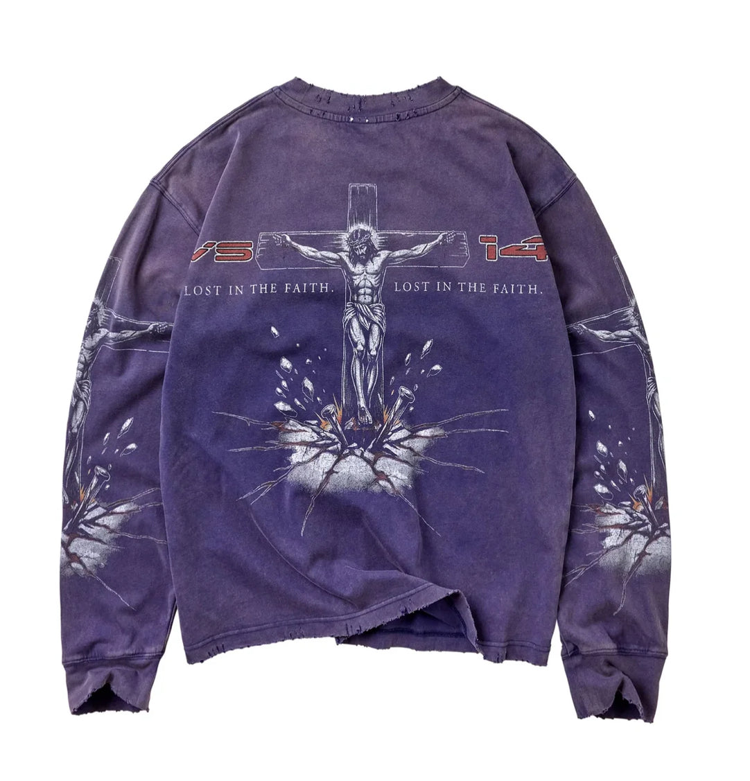 VALE FOREVER CONCRETE CROSS L/S (NAVY)
