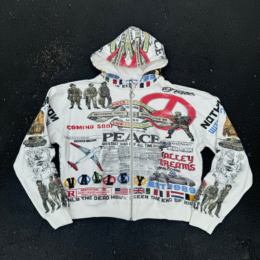 “VALE” PEACE ZIP UP HOODIE