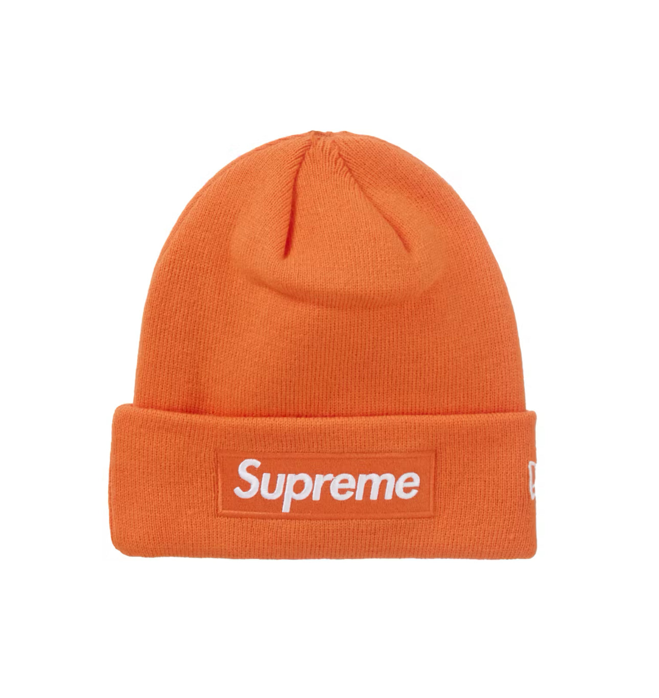 “Supreme” New Era Box Logo Beanie (Dark Orange)