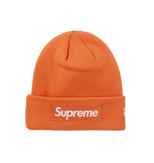 “Supreme” New Era Box Logo Beanie (Dark Orange)
