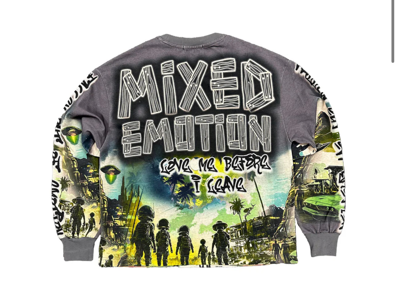 “Mixed Emotions” Grey UFO Long Sleeve