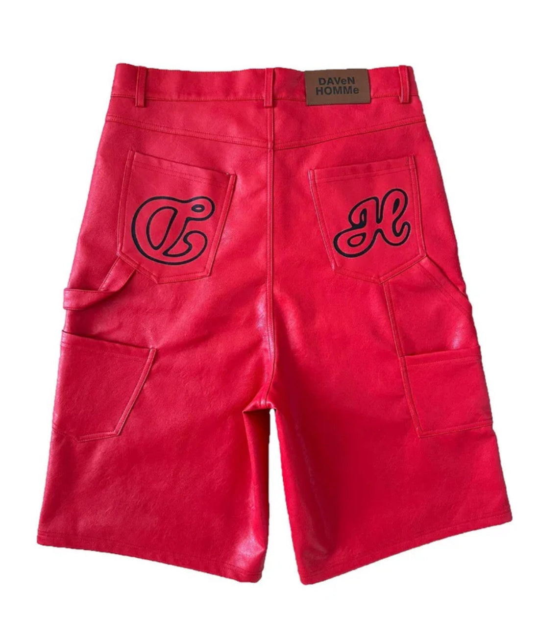 “HOMME” DH RED LEATHER SHORTS