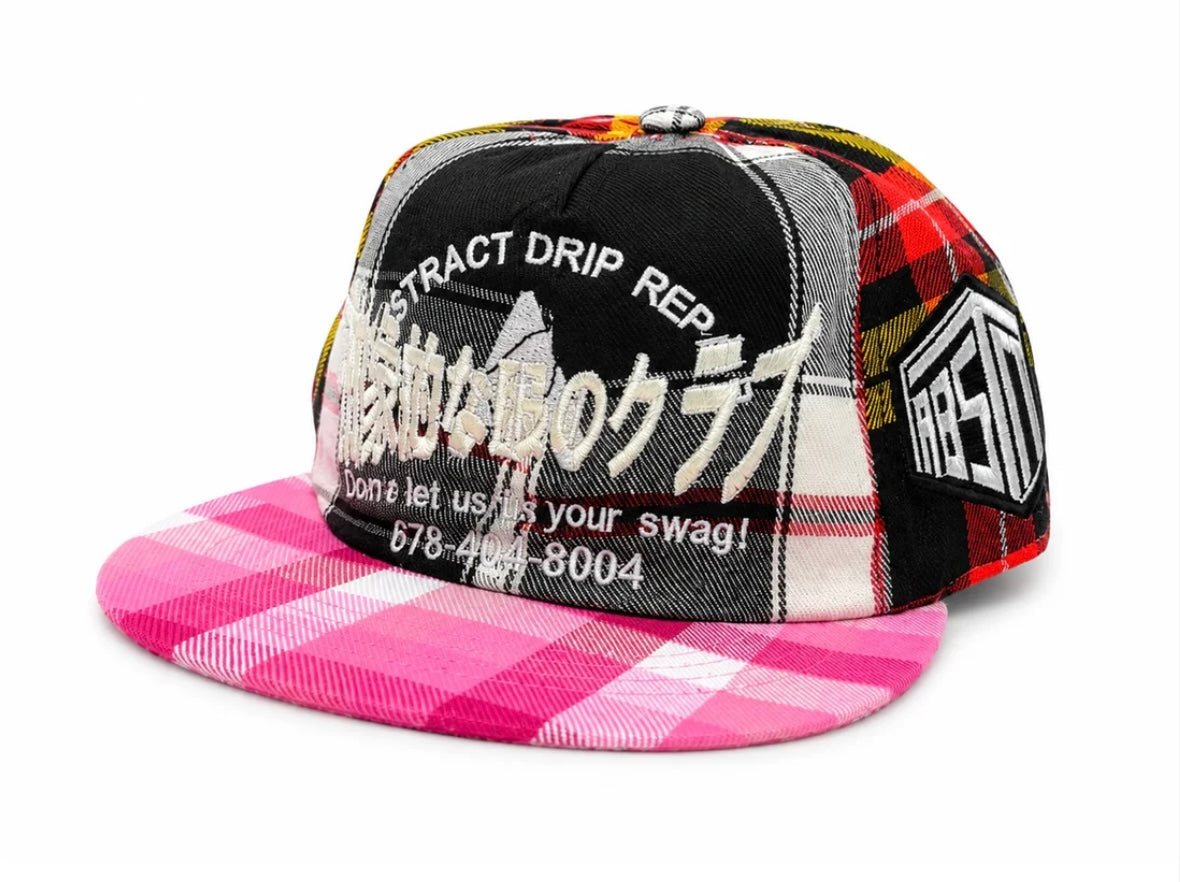 Abstract Repair Plaid SnapBack (Pink)
