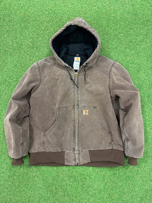 “Vintage” Carhartt Zip Hoodie Jacket (Brown)