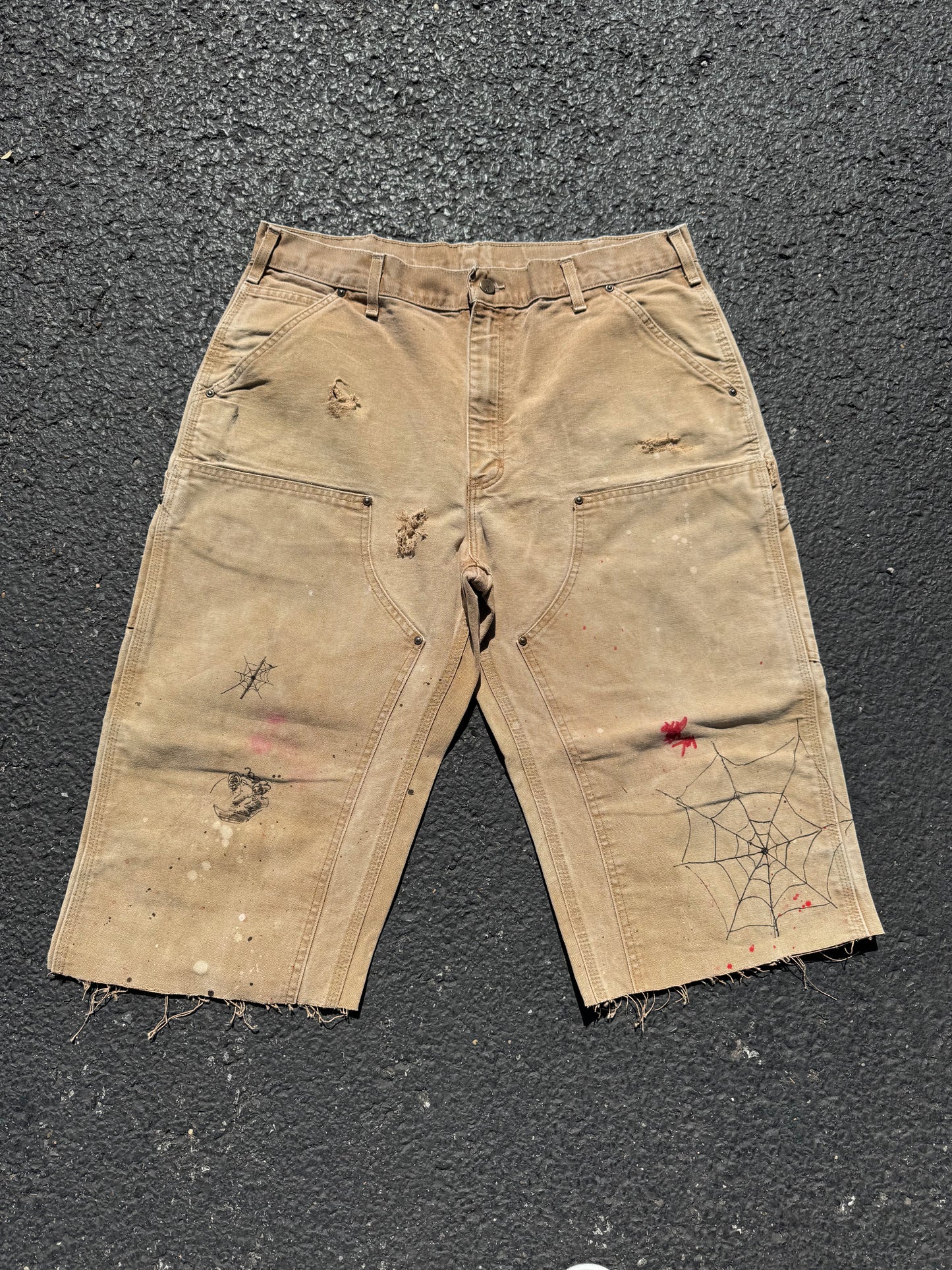 “VINTAGE” Faded Tan Carhartt 3/4 Double knee Jeans - 36 x 26