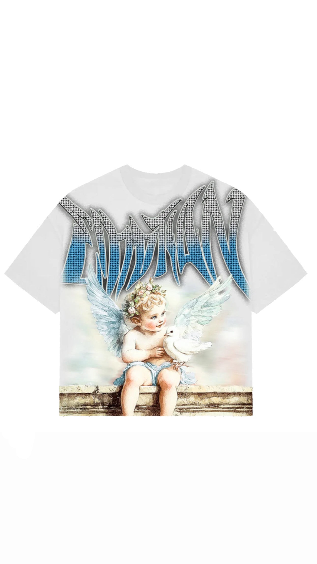 “Mixed Emotions” White ‘Dove’ Rhinestone Tee