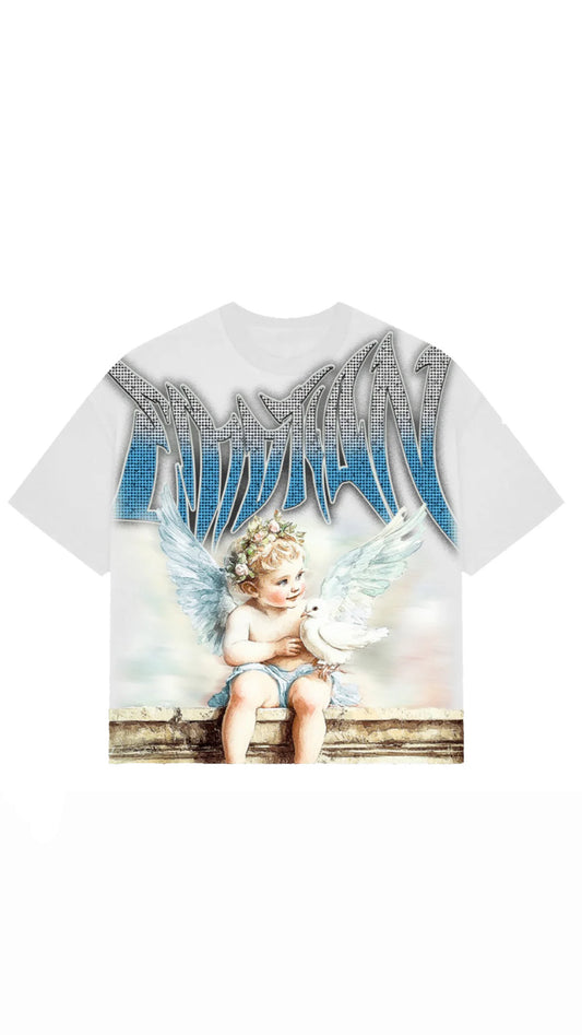 “Mixed Emotions” White ‘Dove’ Rhinestone Tee