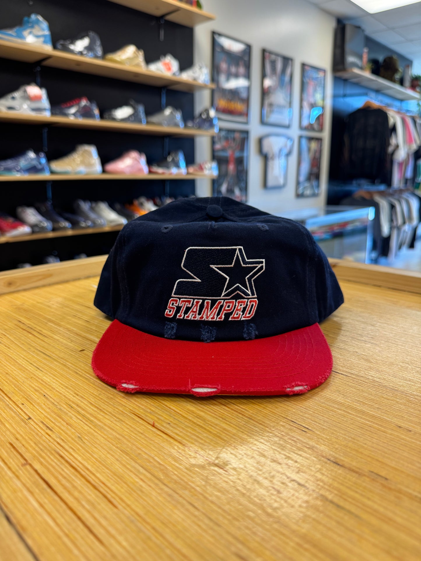 “Stamped” Snap Navy